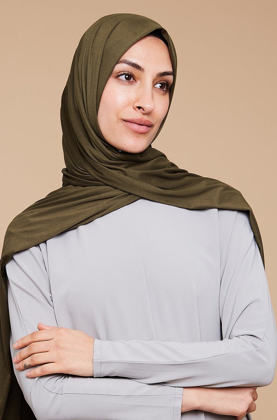 Voile jersey doux- Khaki - CAVE LONDON