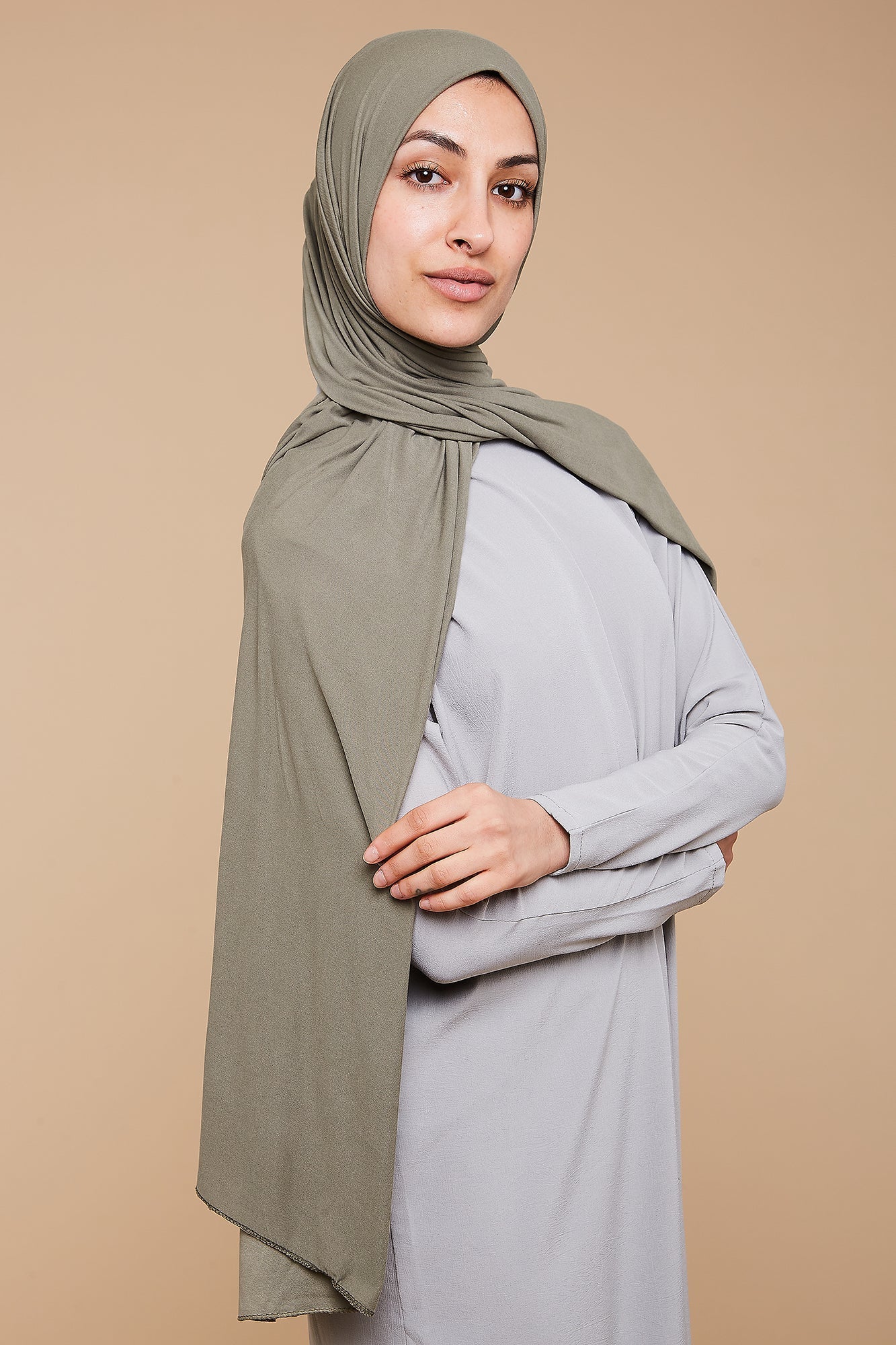 Voile jersey doux - Sauge olive - CAVE LONDON