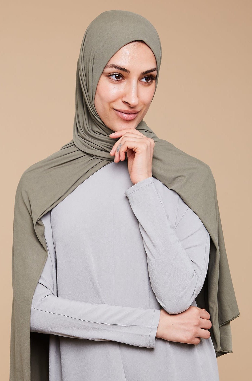 Voile jersey doux - Sauge olive - CAVE LONDON