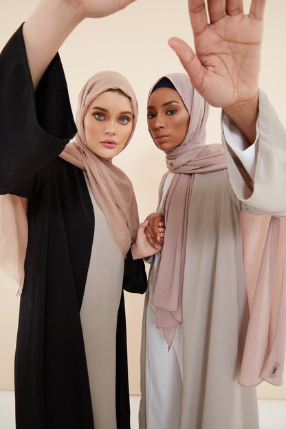Hijab en coton et soie BEIGE - CAVE LONDON