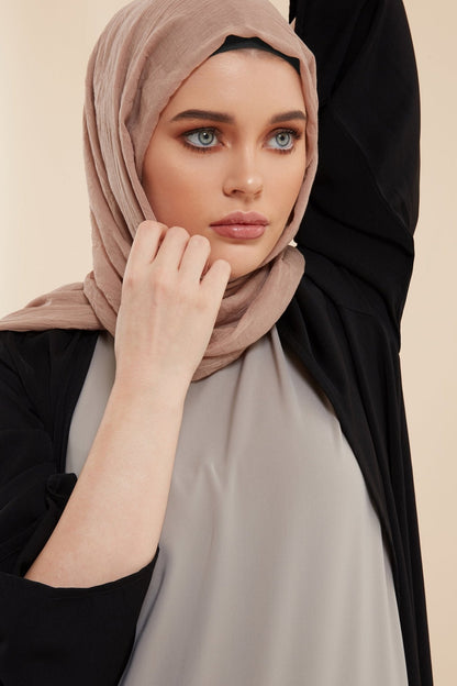 Hijab en coton et soie BEIGE - CAVE LONDON