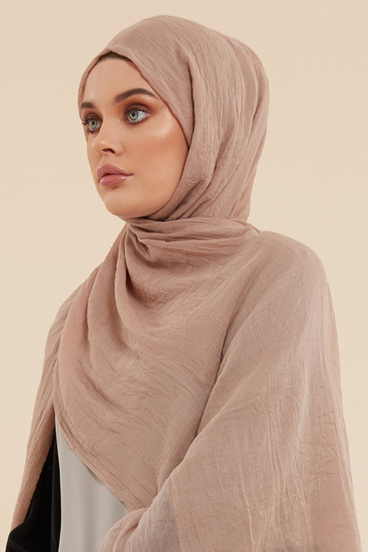 Hijab en coton et soie BEIGE - CAVE LONDON