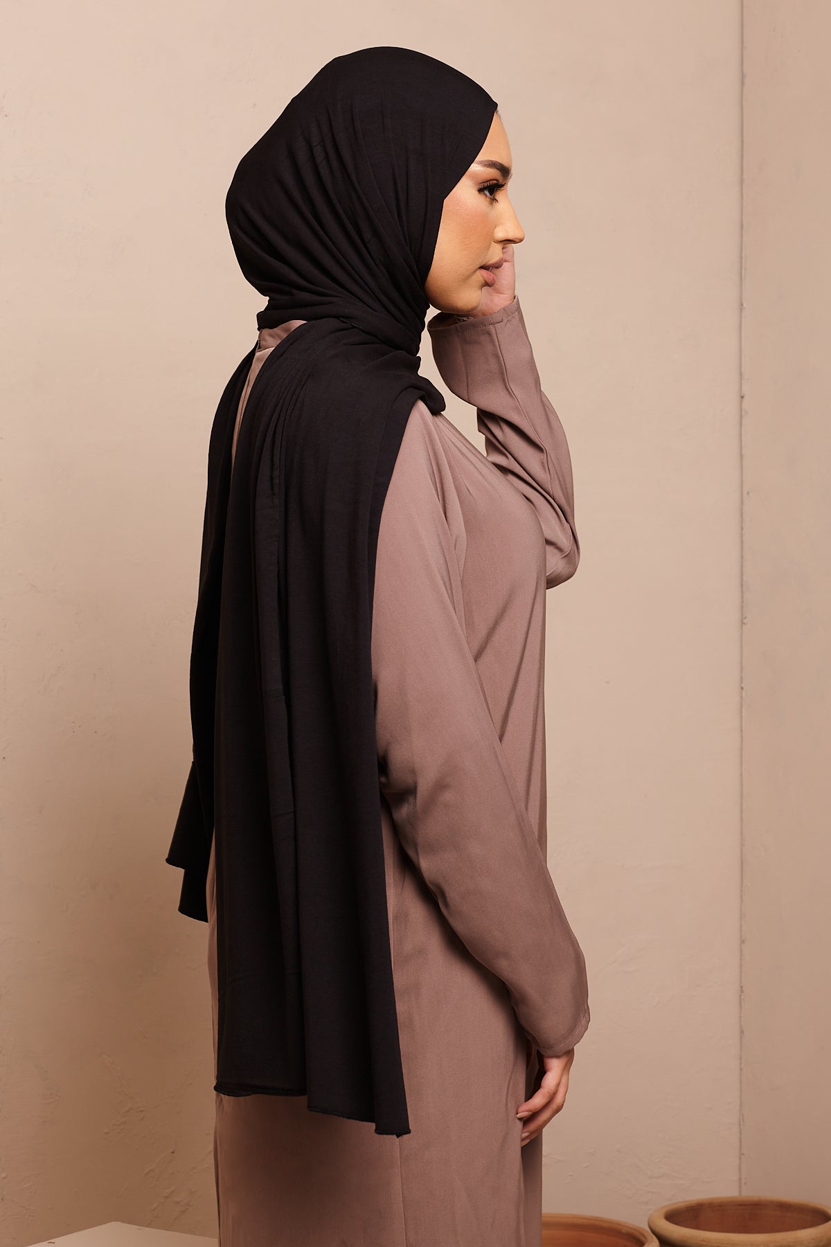 Voile jersey bamboo- Noir - CAVE LONDON